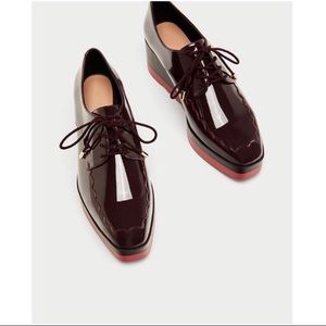 Zara Burgundy Derby Platform shoes